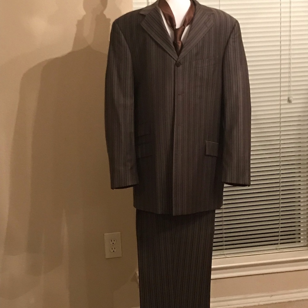 Steve Harvey Collection 2-pc Brown Pinstripe Suit